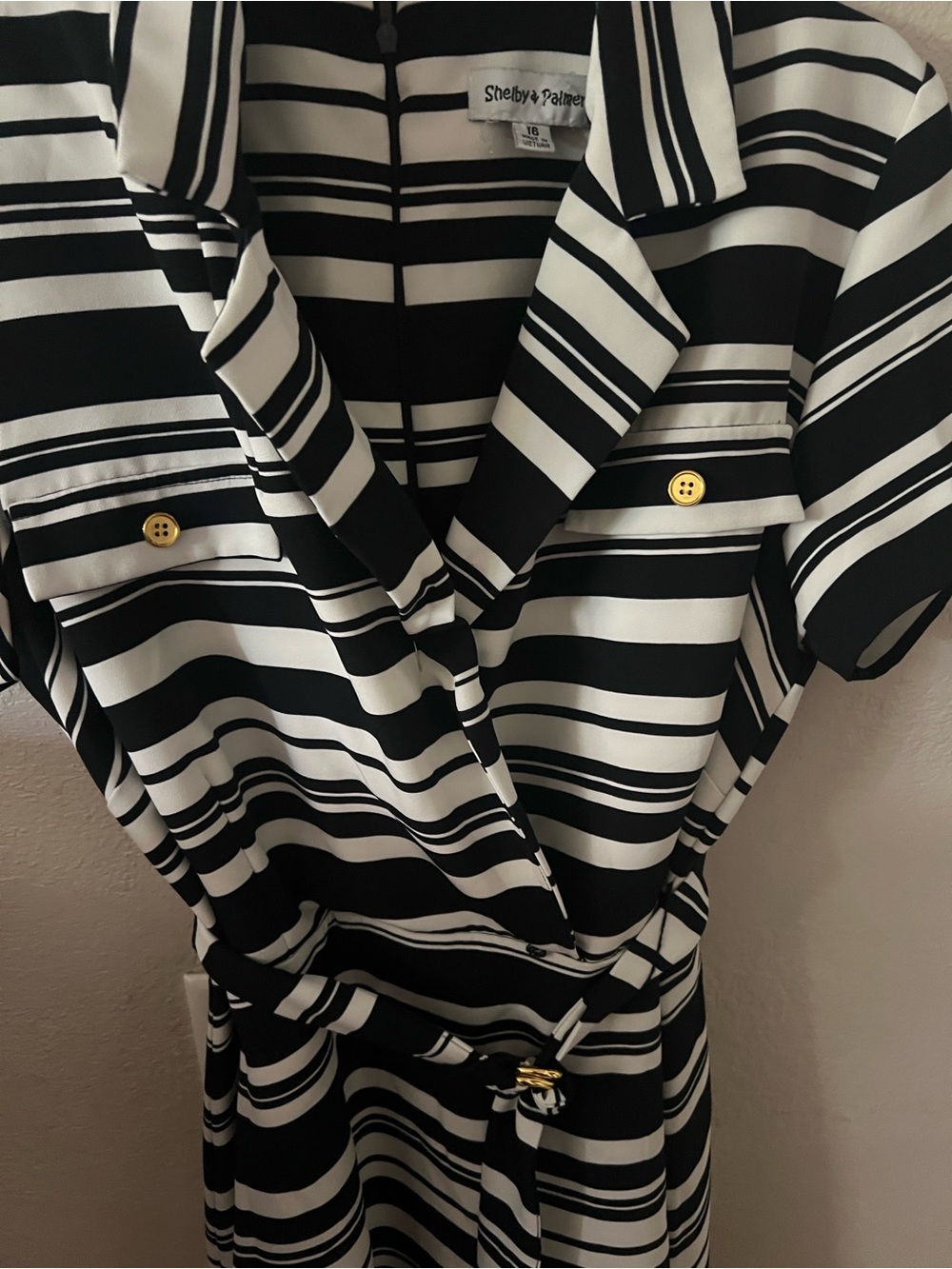 Shelby & Palmer Black and White Striped Button-Front 👗 dress
